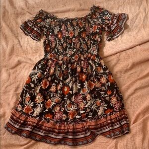 Band of Gypsies Smocked Bodice Off the Shoulder Boho Dress Size XS